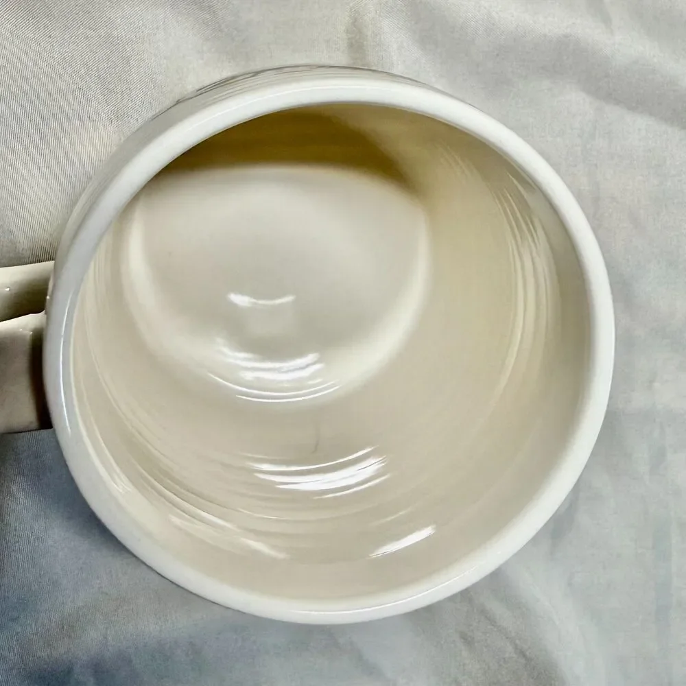 Anthropologie Starla Halfmann monogram mug letter D white floral folk art 12oz
